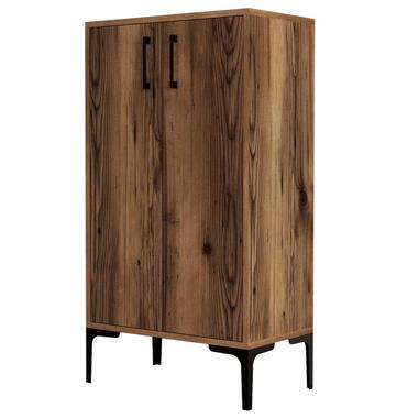 Emob Houten Schoenenkast - 18mm - Metalen Poot - Walnoot product