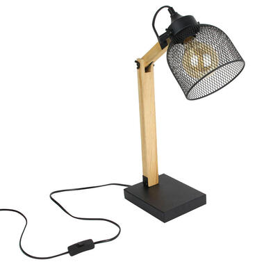 Home deco factory bureaulamp - zwart - metaal en hout - tafellamp product