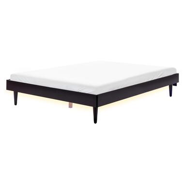 TOUCY - Bed met LED - Zwart - 160 x 200 cm - Rubberhout product