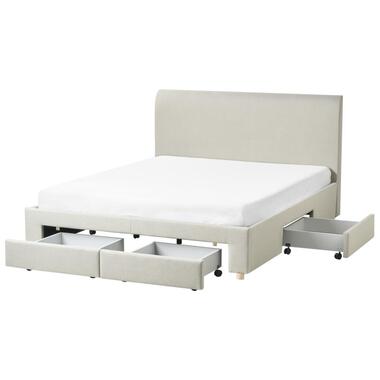 SOUTRIN - Tweepersoonsbed met opbergruimte - Beige - 160 x 200 cm - Stof product