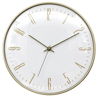 Home deco factory stille wandklok - goud/wit - D30 cm -kunststof product