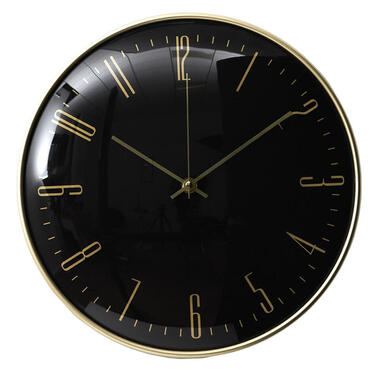 Home deco factory stille wandklok - goud/zwart - D30 cm -kunststof product