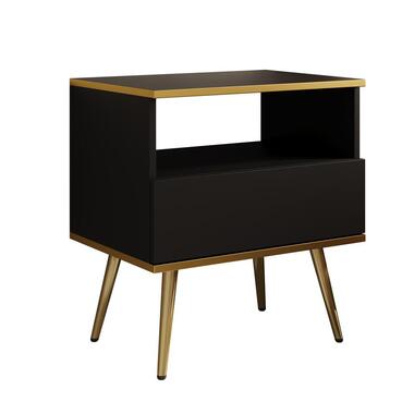 Meubella - Nachtkastje Orleans - Zwart - 54 cm product