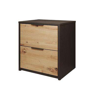 Meubella - Nachtkastje Augustus - Eiken - Zwart - 44 cm - Set van 2 product