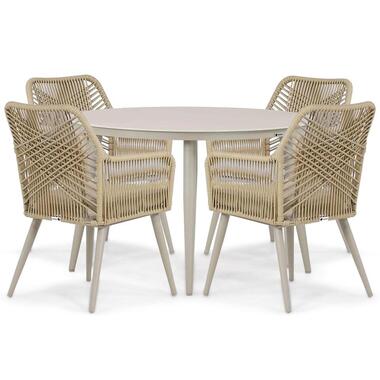 Tuinset Ronde tuintafels 4 personen 120 cm Aluminium/rope Taupe Coco product