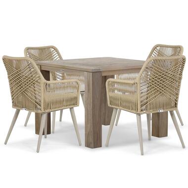 Tuinset 4 personen 100 cm Aluminium/wicker Taupe Coco Vedra/Brighton product
