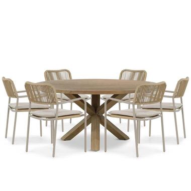 Tuinset Ronde tuintafels 6 personen 160 cm Aluminium/rope Taupe Coco product