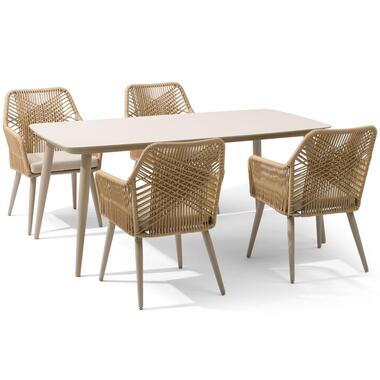 Tuinset 4 personen 180 cm Aluminium/rope Taupe Coco Vedra/Vienna product