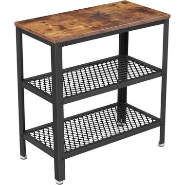Deluxe Bijzettafel - Met 2 Roosters -Vintage - Industrieel -Bruin product