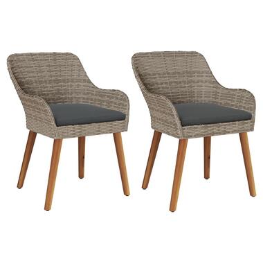 vidaXL - Tuinstoelen - Kussens - Zwart - Poly rattan - 2 stuks product