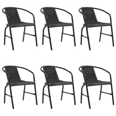 vidaXL - Tuinstoelen - 110 kg - Zwart - Kunststof rattan en staal - 6 stuks product