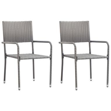 vidaXL - Stapelstoelen - Grijs - Poly rattan - 2 stuks product
