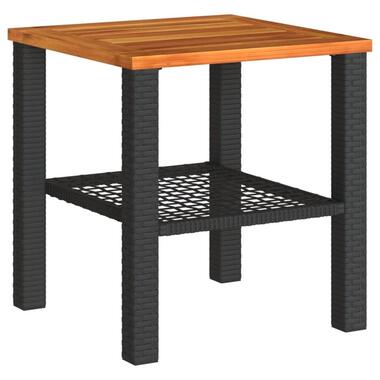 vidaXL - Loungetafel - Weerbestendig - Zwart - Poly rattan en hout - 40x40x42 cm product