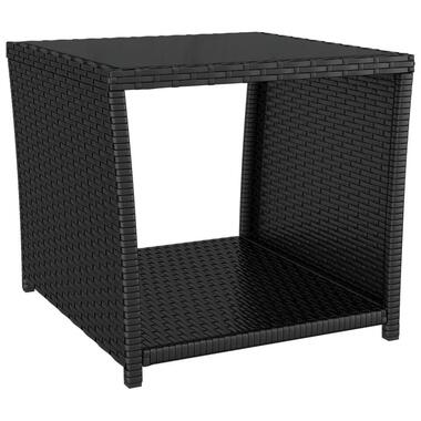 vidaXL - Salontafel met glazen blad - Zwart - Poly rattan - 45x45x40 cm product