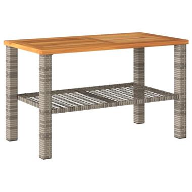 vidaXL - Salontafel met opbergruimte - Grijs - Poly rattan en hout - 70x38x42 cm product
