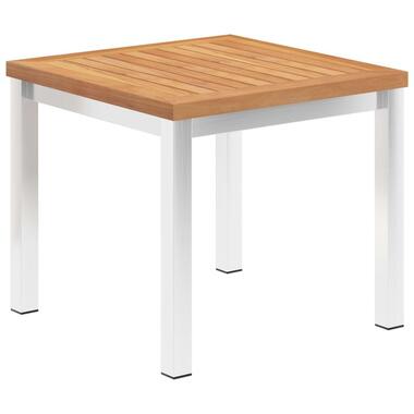 vidaXL - Tuinbijzettafel - Massief teakhout en roestvrij staal - 45x45x38 cm product