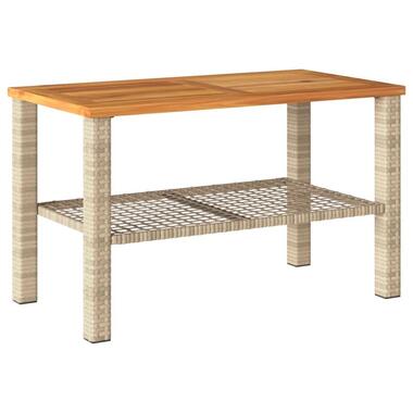 vidaXL - Salontafel met opbergruimte - Beige - Poly rattan en hout - 70x38x42 cm product