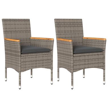 vidaXL - Tuinstoelen - Kussens - Grijs - Poly rattan - 2 stuks product