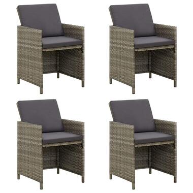 vidaXL - Buitenstoelen -Kussens - Grijs - Poly rattan - 4 stuks product