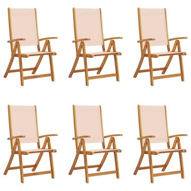 vidaXL - Tuinstoelen - Inklapbaar - Bruin - Acaciahout en textileen - 6 stuks product