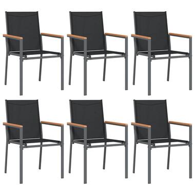 vidaXL - Tuinstoelen - Zwart - Textileen en staal - 6 stuks - 55x61,5x90 cm product