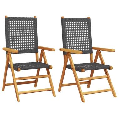vidaXL - Tuinstoelen - Zwart - Acaciahout - 2 stuks - 57x70x109 cm product