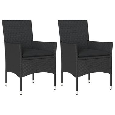 vidaXL - Tuinstoelen - Kussens - Zwart - Poly rattan - 2 stuks product
