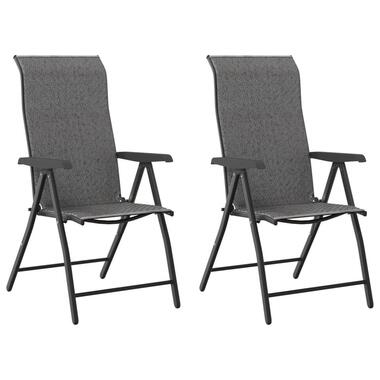vidaXL - Tuinstoelen inklapbaar - Grijs - Poly rattan - 2 stuks product