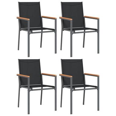 vidaXL - Tuinstoelen - Zwart - Staal - 4 stuks - 55x61,5x90 cm product