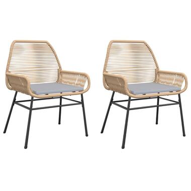 vidaXL - Tuinstoelen - Kussens - Bruin - Poly rattan - 2 stuks product