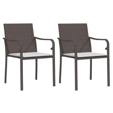 vidaXL - Tuinstoelen met kussens - Bruin - Poly rattan - 2 stuks - 56x59x84 cm product