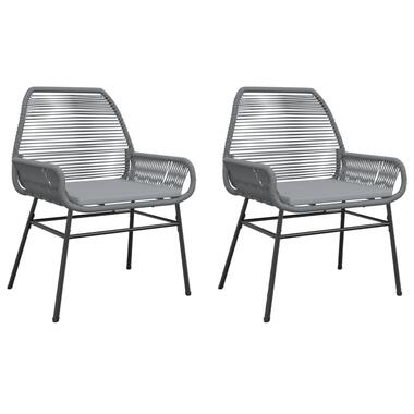 vidaXL - Tuinstoelen - Kussens - Grijs - Poly rattan - 2 stuks product