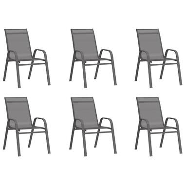 vidaXL - Tuinstoelen - Stapelbaar - Grijs - Textileen stof - 6 stuks product