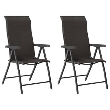 vidaXL - Tuinstoelen - Inklapbaar - Zwarte koffiekleur - Poly rattan - 2 stuks product