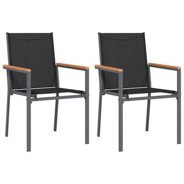vidaXL - Tuinstoelen - Zwart - Textileen en staal - 2 stuks - 55x61,5x90 cm product