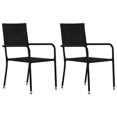 vidaXL - Tuinstoelen - Stapelbaar - Zwart - Poly rattan - 2 stuks product