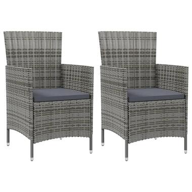 vidaXL - Tuinstoelen - Kussens - Grijs - Poly rattan - 2 stuks product