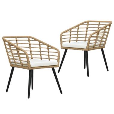 vidaXL - Tuinstoelen met kussens - Eikenkleurig - Poly rattan - 2 stuks product