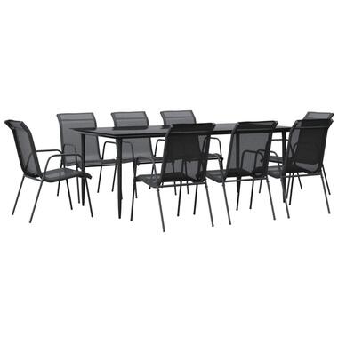 vidaXL - Tuinset - Zwart - Staal - 200 cm tafellengte product