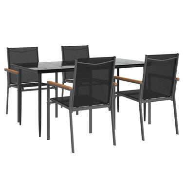 vidaXL - Tuinset - Zwart - Staal - 160 cm tafellengte product