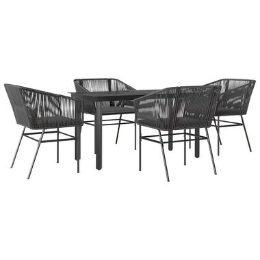 vidaXL - Tuin Eetset - Zwart - Rattan - 140 x 70 x 74 cm product