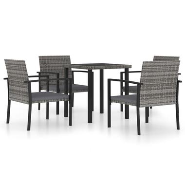 vidaXL - Eetset - Grijs - Poly rattan product