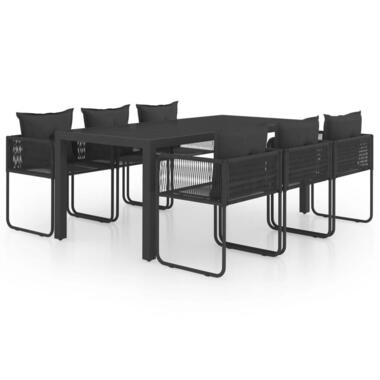 vidaXL - 7-delige Tuinset met kussens - Zwart - PVC-rattan - 184.5x90 cm product