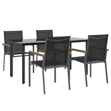 vidaXL - Tuinset - Zwart - Staal - 160 cm tafellengte product