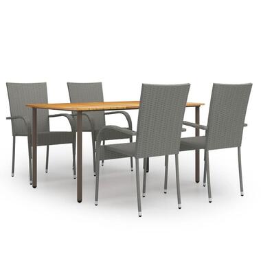 vidaXL - Eetset - Grijs - Poly rattan product
