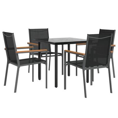 vidaXL - Tuinset - Zwart - Staal - 80 cm tafellengte product