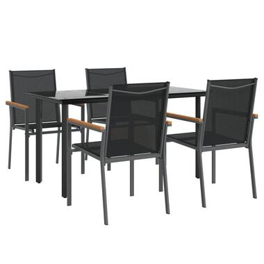 vidaXL - Tuinset - Zwart - Staal - 140 cm tafellengte product