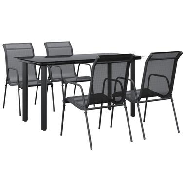 vidaXL - Tuinset - Zwart - Staal - 140 cm tafellengte product