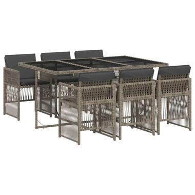 vidaXL - 7-delige Tuinset donkergrijs kussens - Grijs - PE rattan - 110x106 cm product