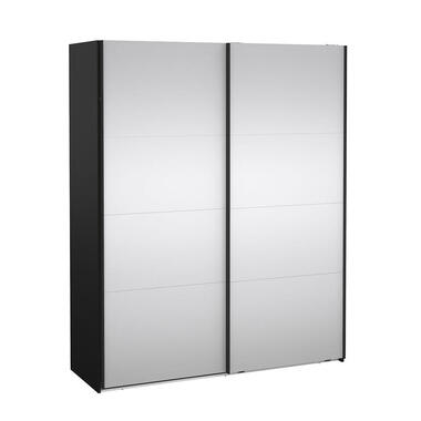 Hioshop Catania schuifdeurkast 2 deuren met spiegel 180x220cm mat zwart product